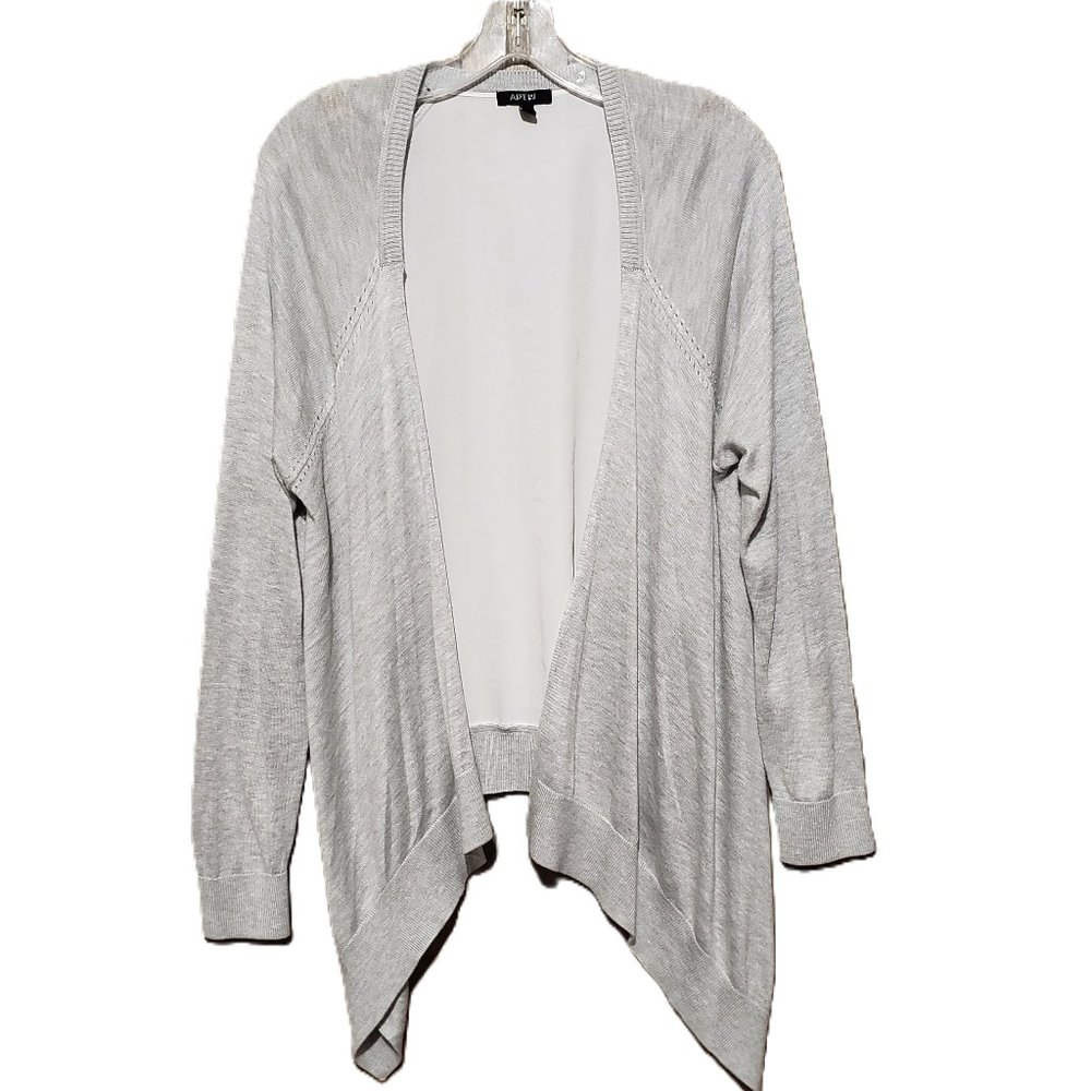 Apt 9 Women's L Gray White Draped Open Front Colo… - image 1
